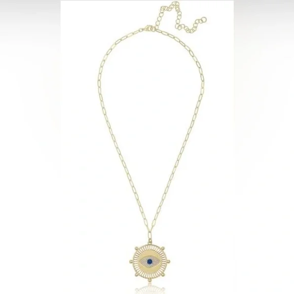 Jennifer Miller Evil Eye Medallion Goldtone Necklace - Picture 4 of 5